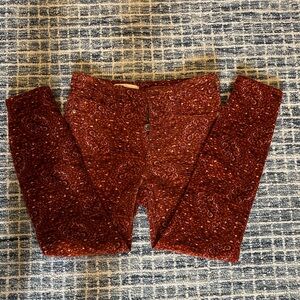 Paisley burnt orange pants.